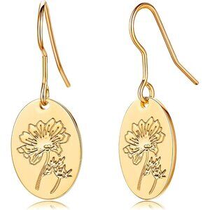 Dainty14K Gold Plated Cosmos Small Drop Chain Hoops Trendy Earring Set for Women